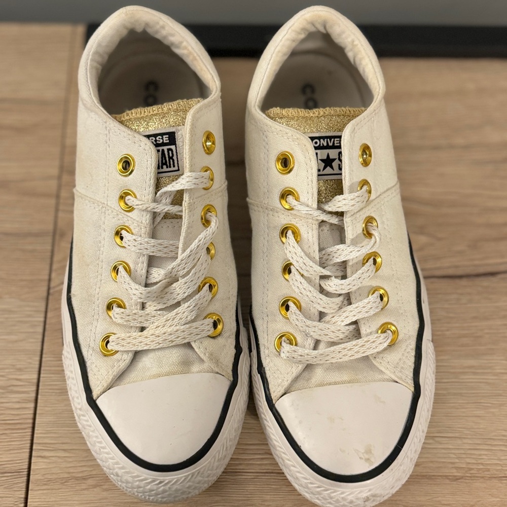 Converse All Star Cream Sneakers with Gold Accents
